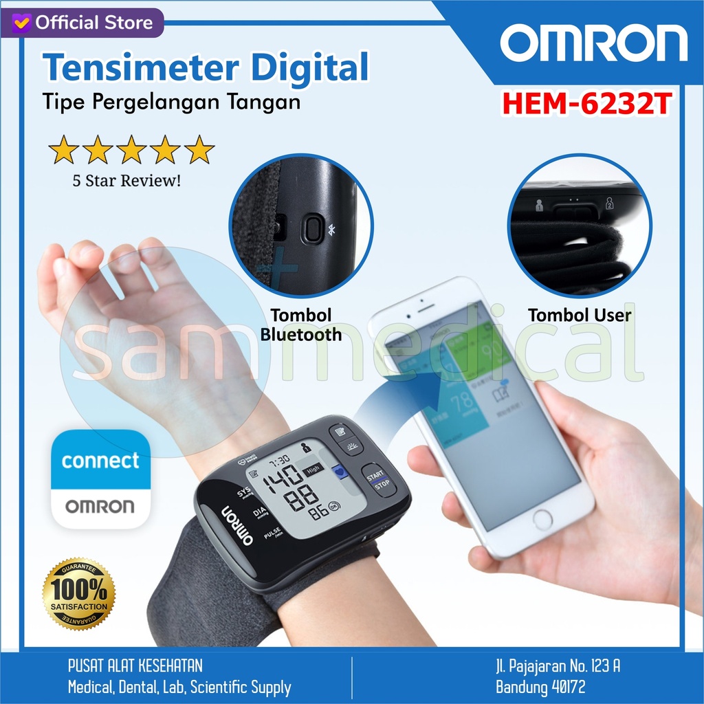 Omron BPM Tensimeter Wrist w/ Bluetooth HEM-6232T