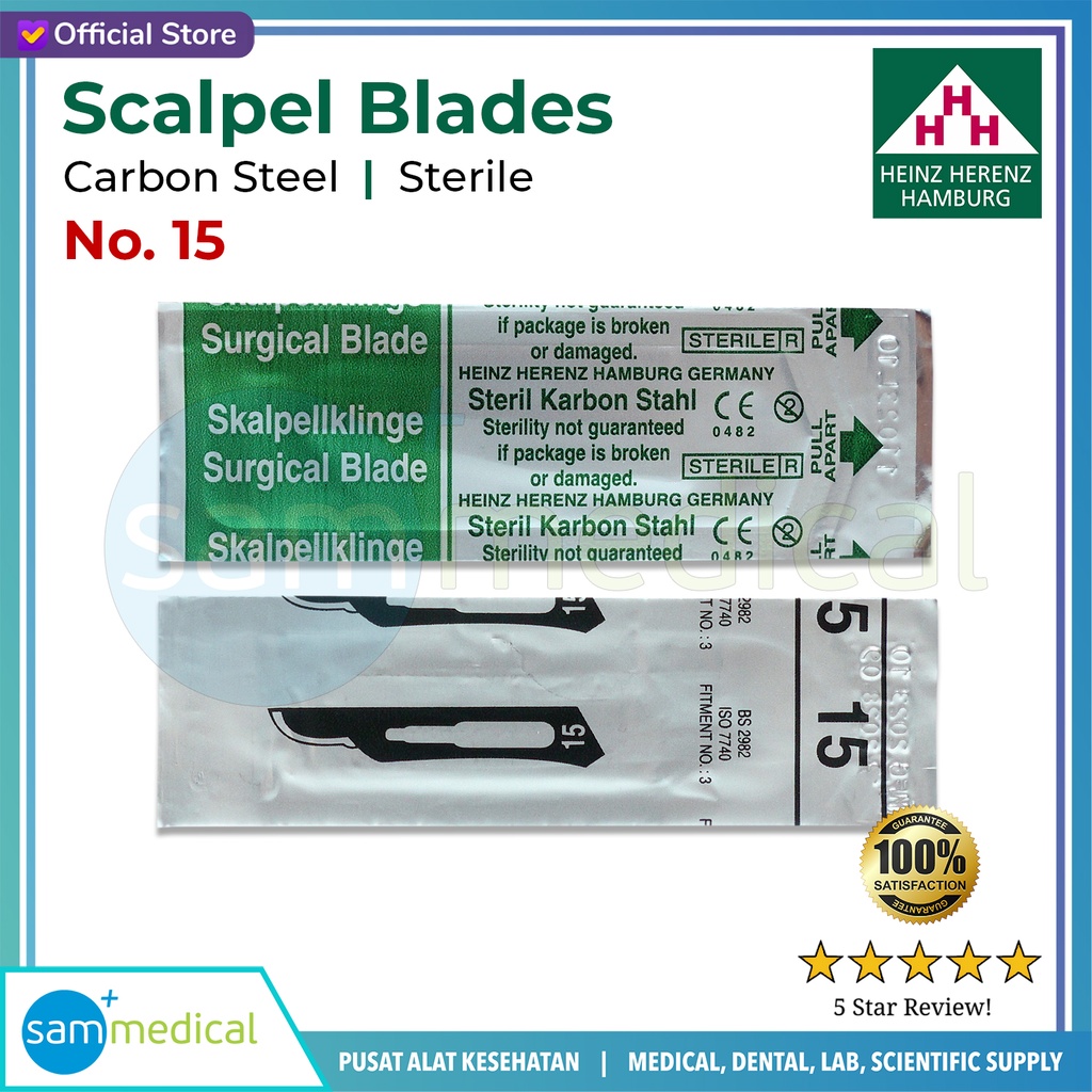 Heinz Herenz Bisturi Steril Surgical Blade No 15 @pcs