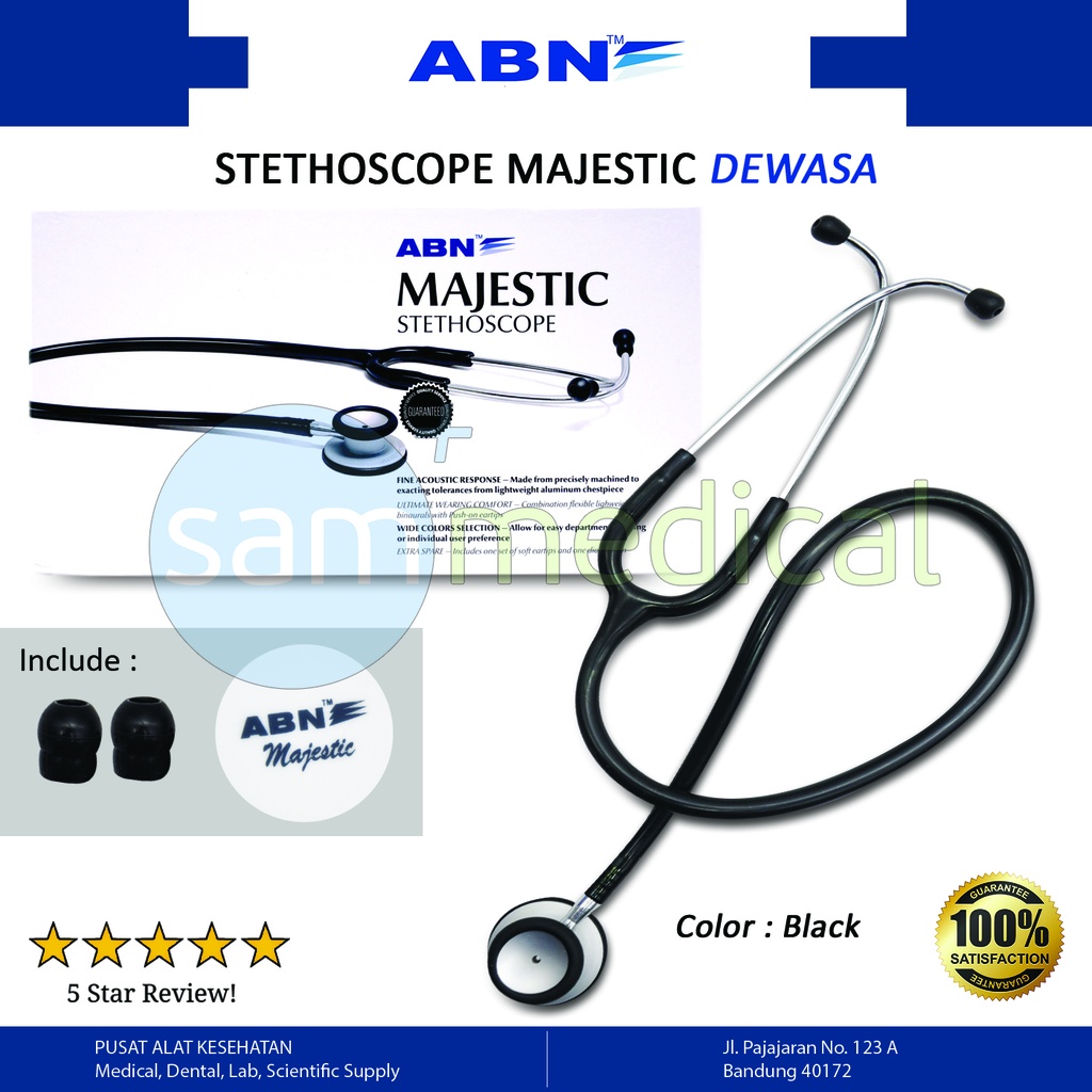 ABN Majestic Stethoscope Dewasa - Black