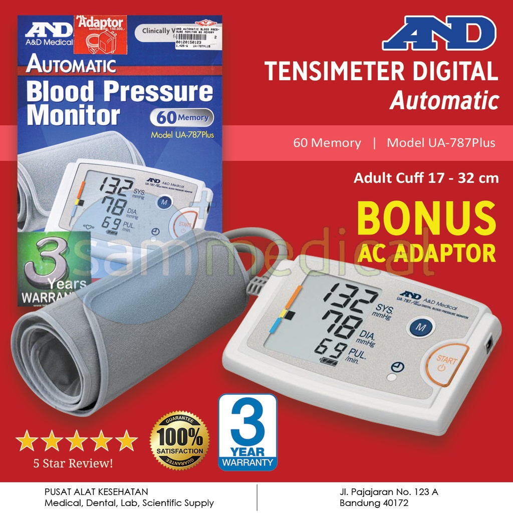 [00120150123] AND Automatic Blood Pressure Monitor 60 Memory UA-787Plus