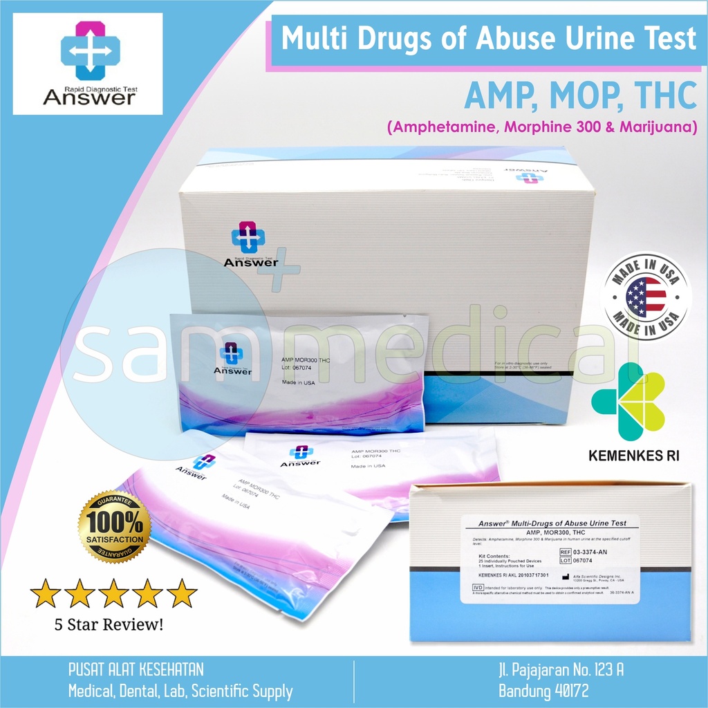 [00120150139] Answear Drug Test - Multi Drug 3 Panel (AMP, MOP, THC)