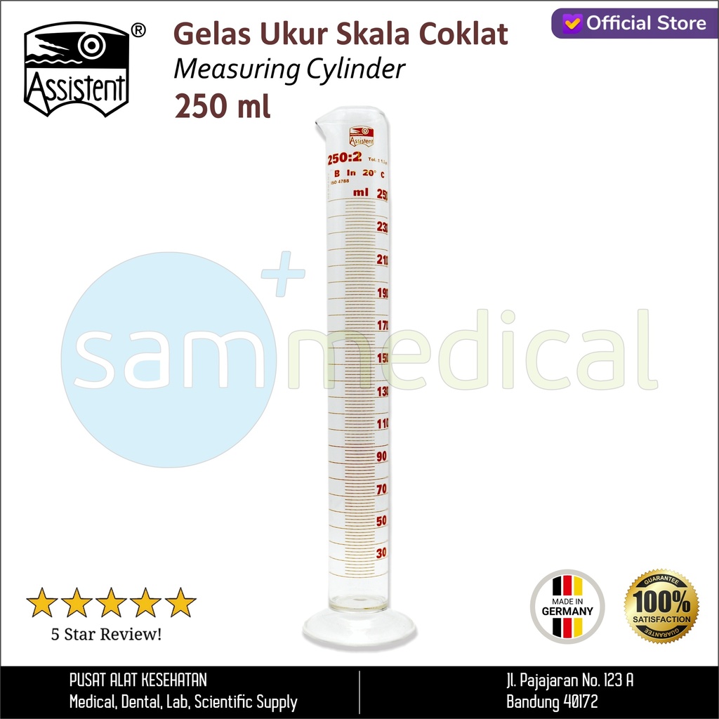 [00120150173] Assistent Gelas Ukur 250ml Skala Coklat