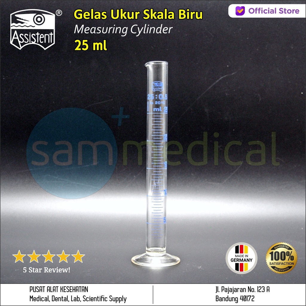 [00120150174] Assistent Gelas Ukur 25ml Skala Biru