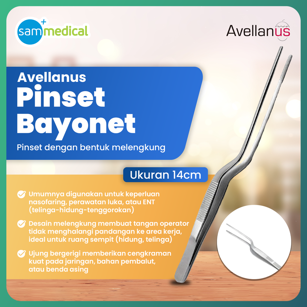 [00120150217] Avellanus Pinset Bayonet Jansen 14cm