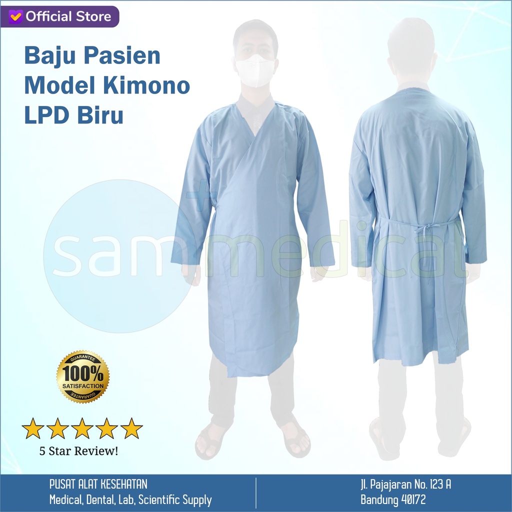 Baju Pasien Kimono LPD Biru Tali Belakang