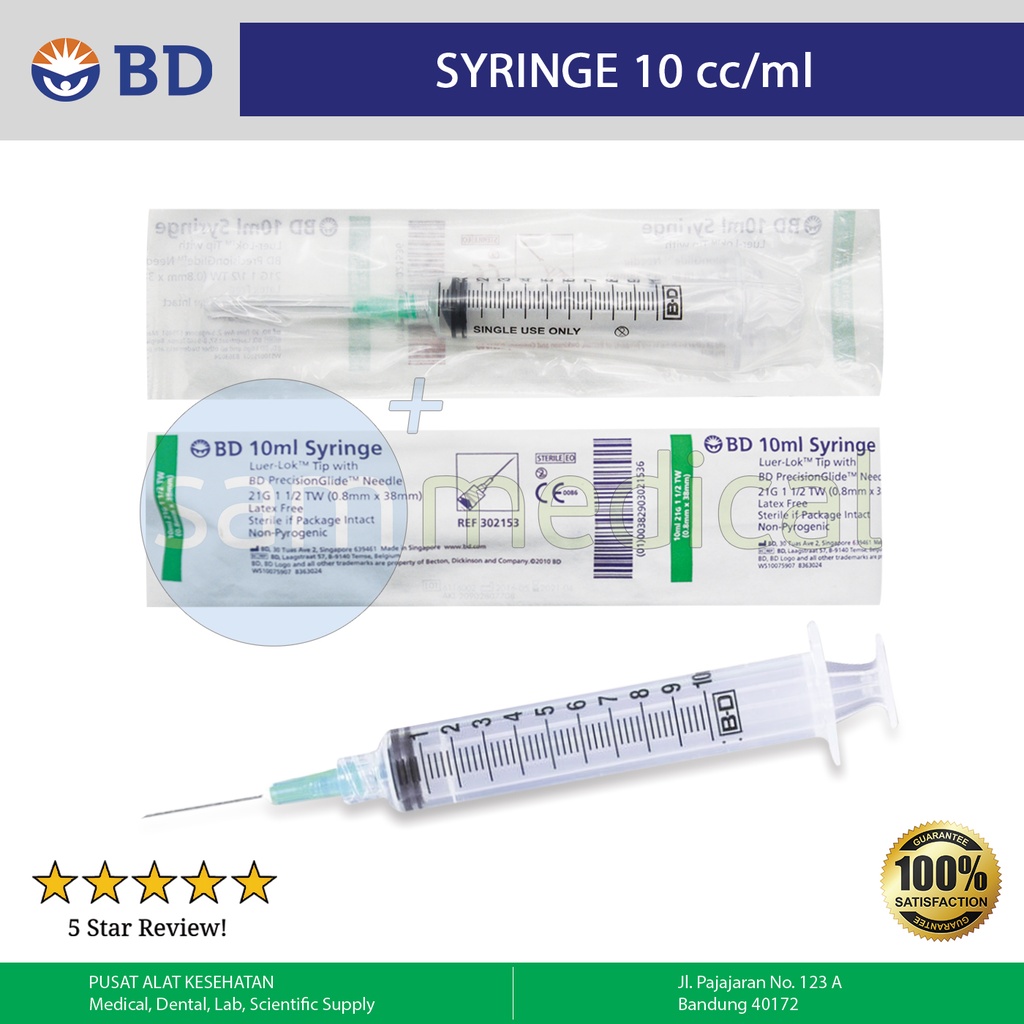 [00120150276] BD Spuit 10cc Luer Lock Tip - 21G @1pcs (E-cat)