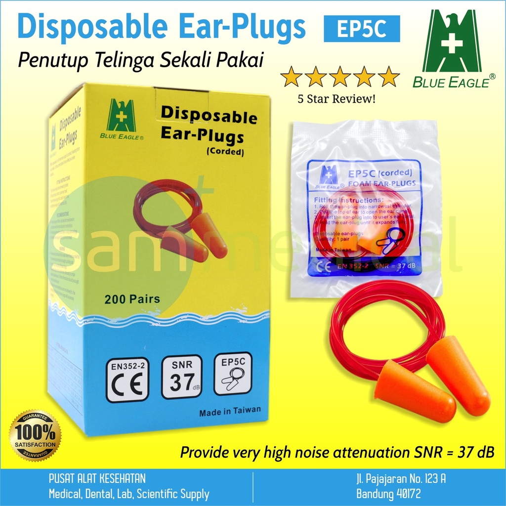 [00320150351] Blue Eagle Ear Plug Box Kuning Pakai Tali  @ psg