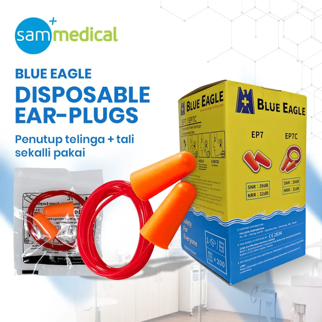 [00320150351] Blue Eagle Ear Plug Box Kuning Pakai Tali  @ psg