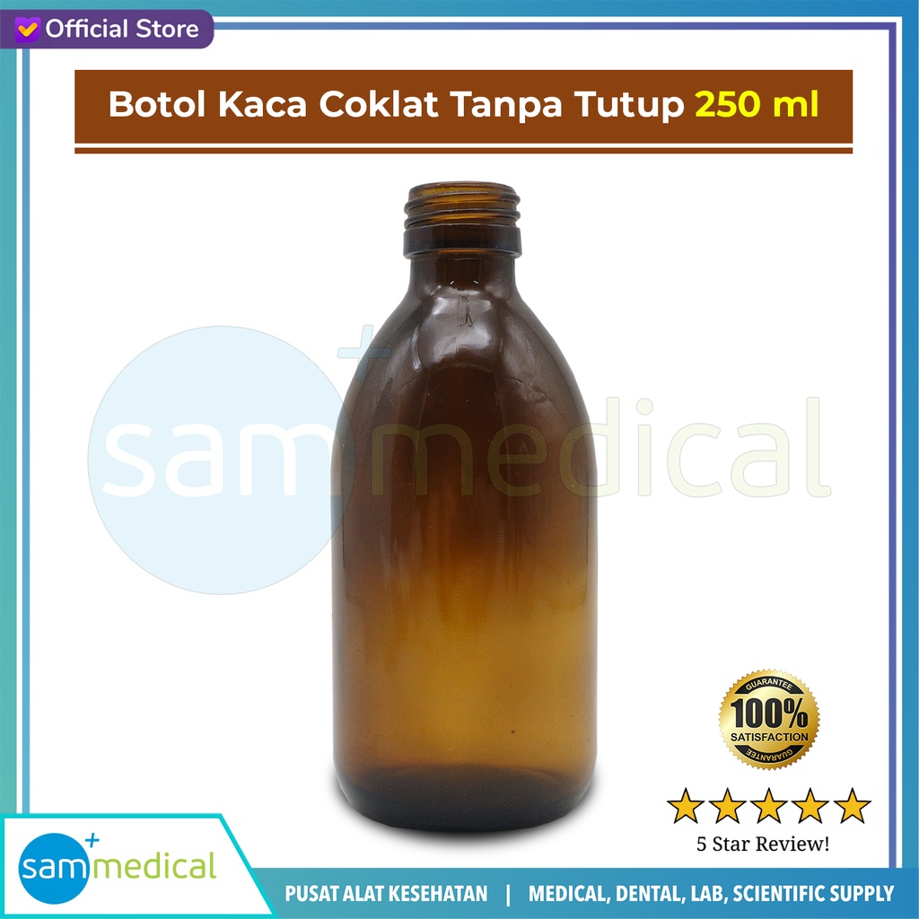 [00320150393] Botol Kaca Coklat Polos Tanpa Tutup 250ml