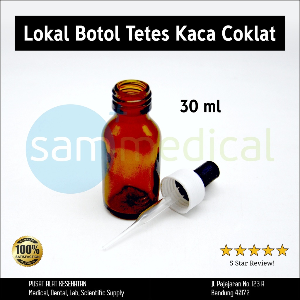 Lokal Botol Tetes Kaca Coklat - 30 ml