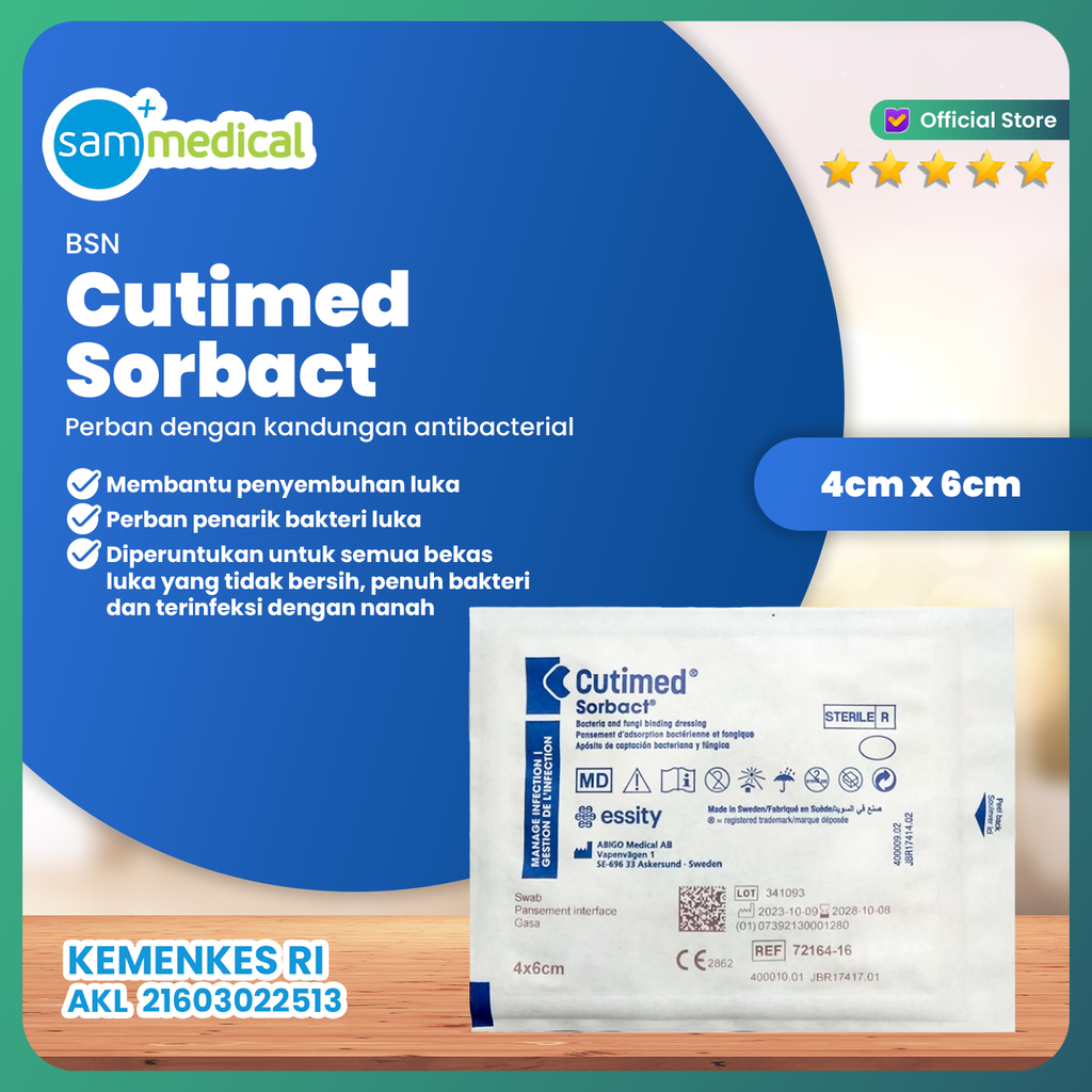 [00120150435] BSN Cutimed Sorbact Swab 4x6cm