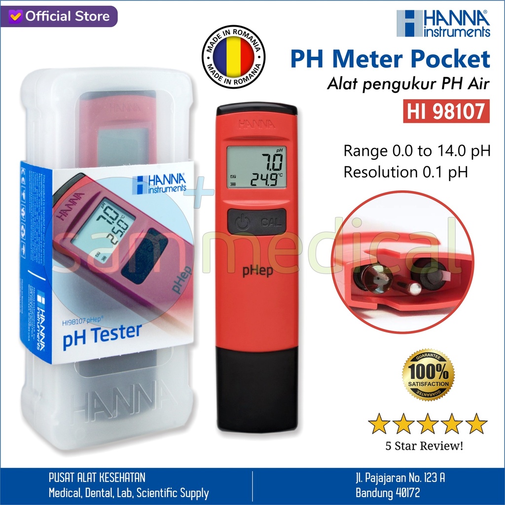 [00920151002] Hanna PH Meter pocket (merah) HI 98107