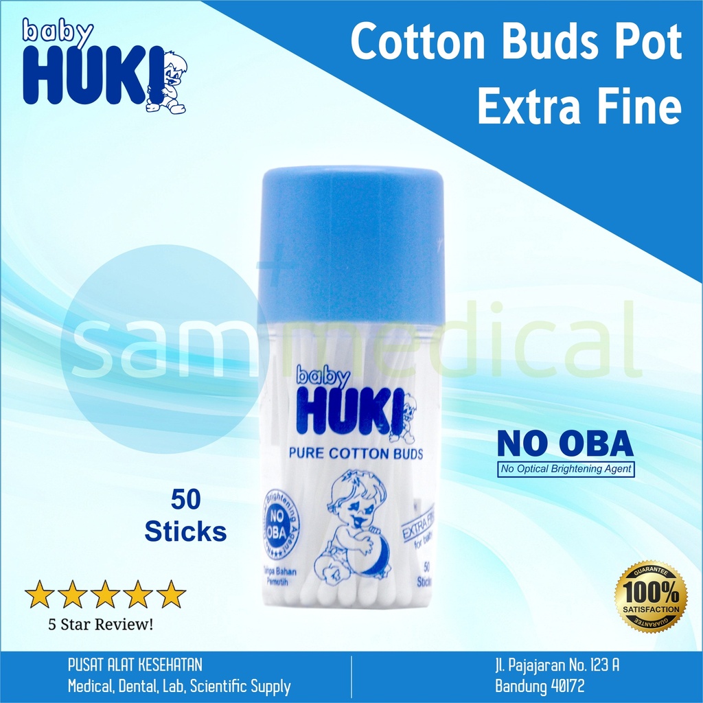 [00120151072] Baby Huki Cotton Buds Pot Extra Fine @50stick (231206)