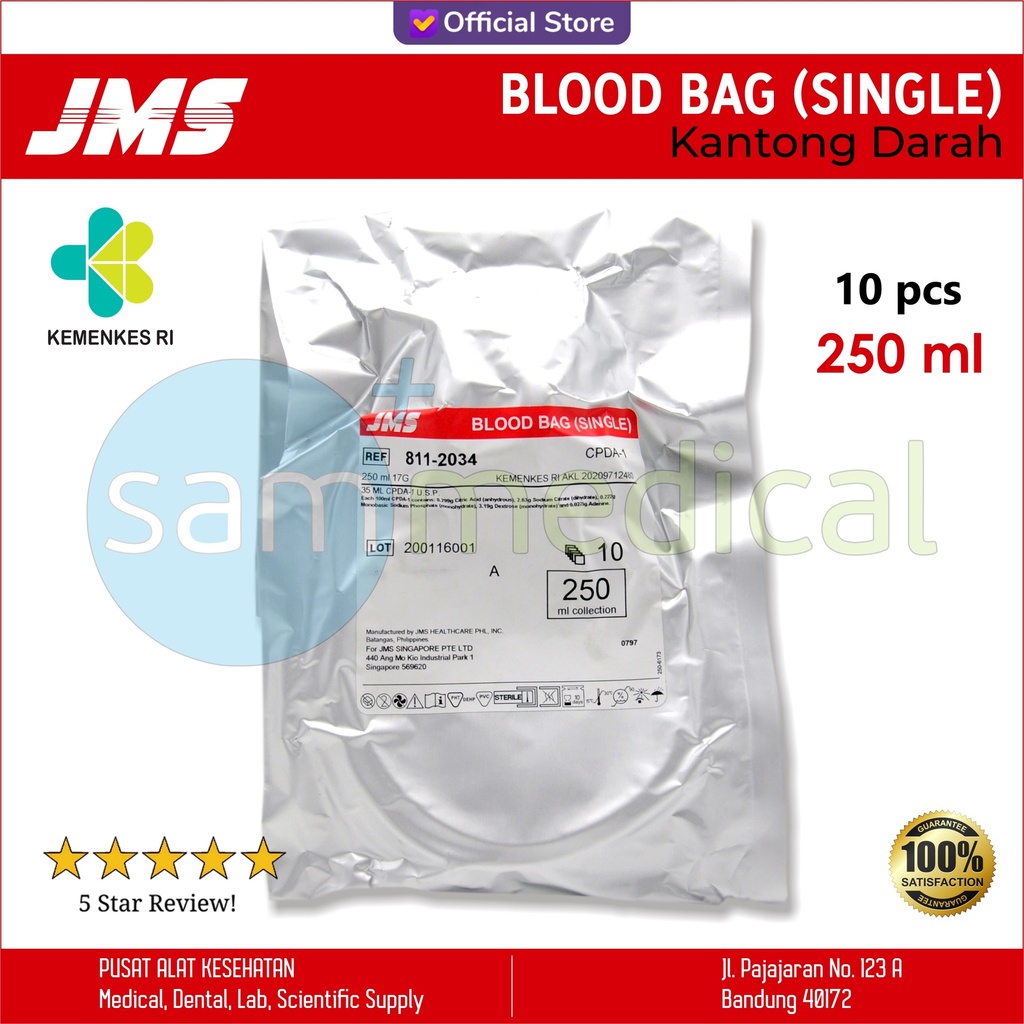 [00120151181] JMS Blood Bag Single - 250 ml @10pcs 