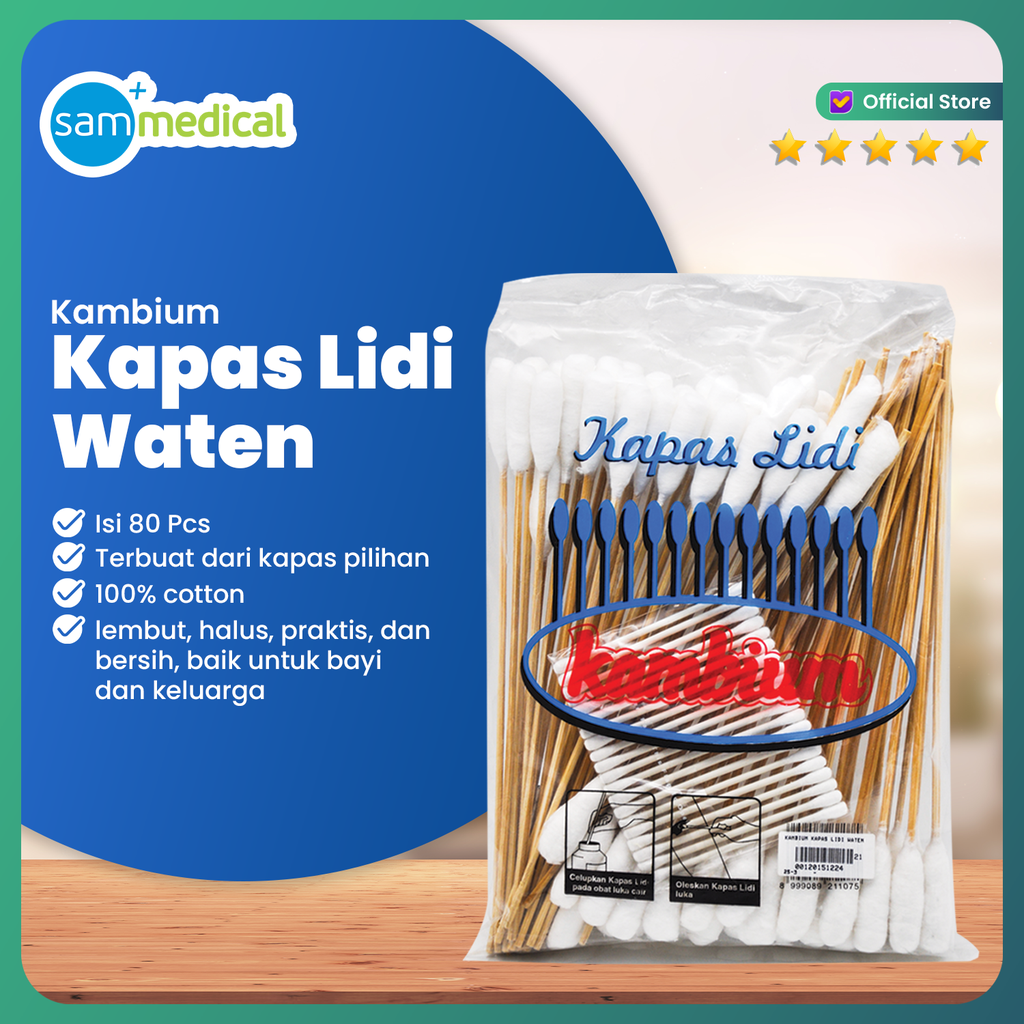 [00120151224] Kambium Kapas Lidi Waten @80pcs