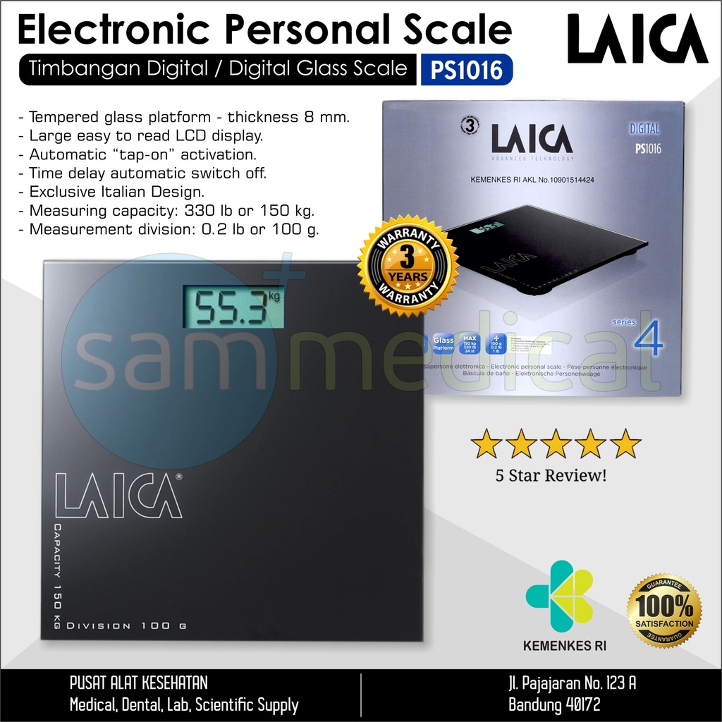 [00120151316] Laica Digital Glass Scale / Timbangan Digital PS1016