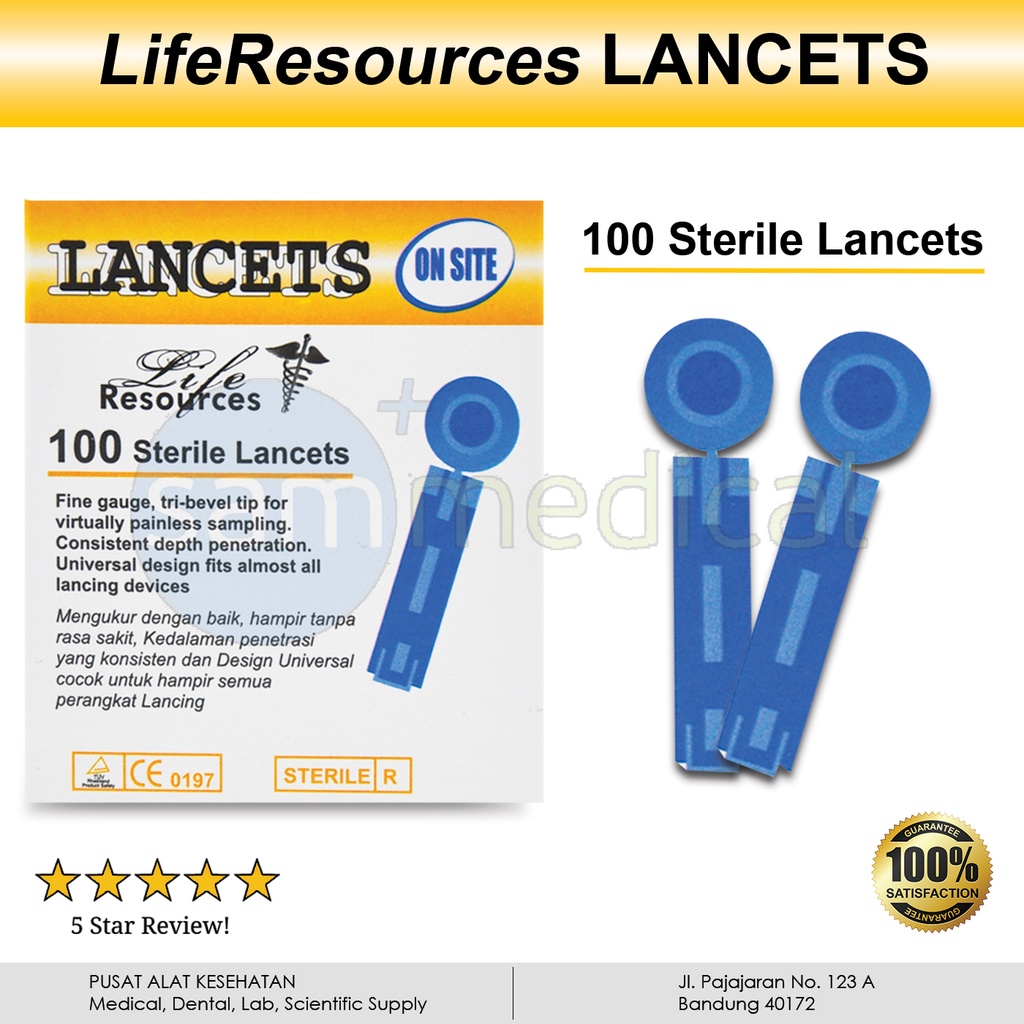 [00120151380] Liferesources Blood Lancet / Jarum Lancet 28G @100pcs