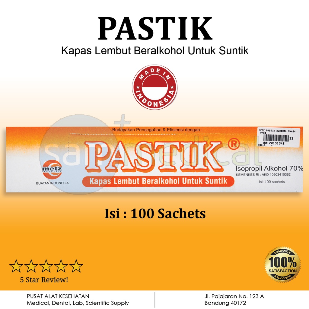 [00120151542] Metz Pastik Alkohol Swab @100pcs/box
