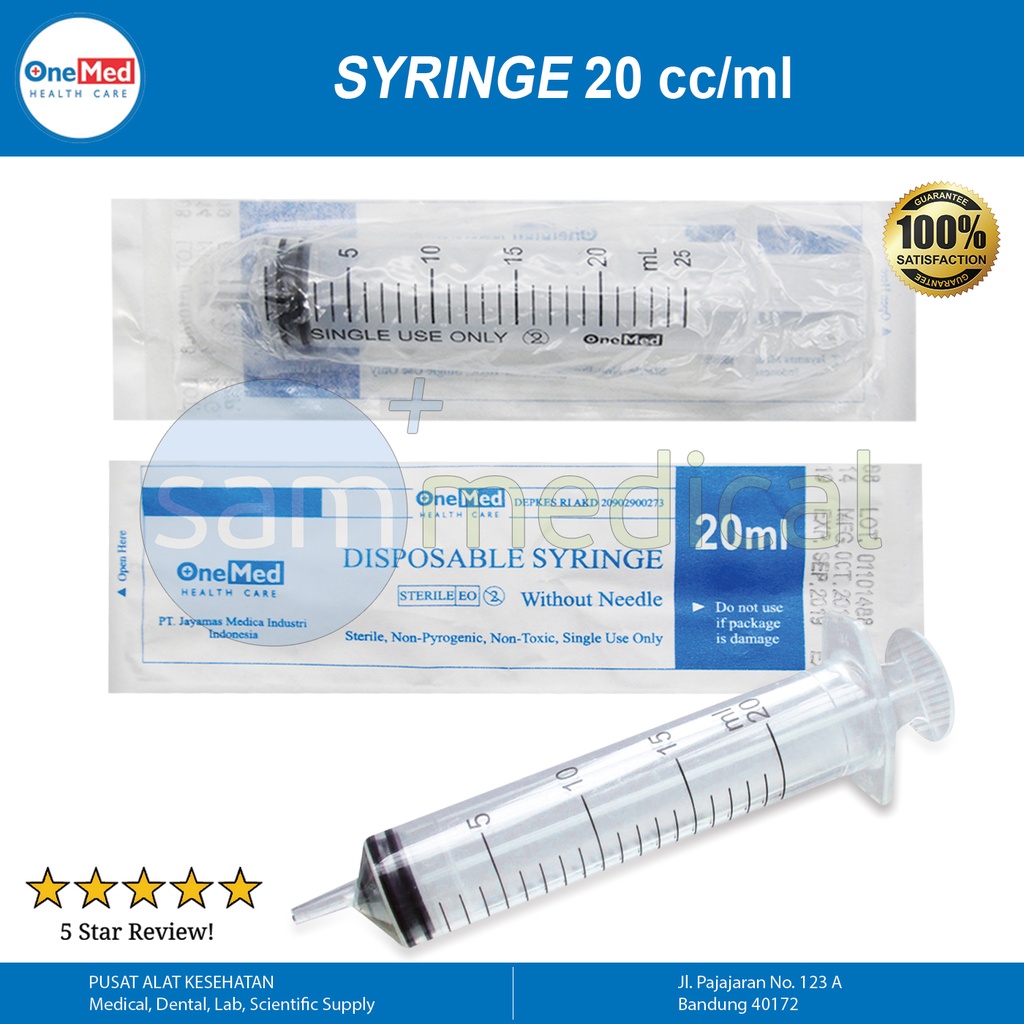 One Med Spuit 20cc Eccentric Lubang Pinggir
