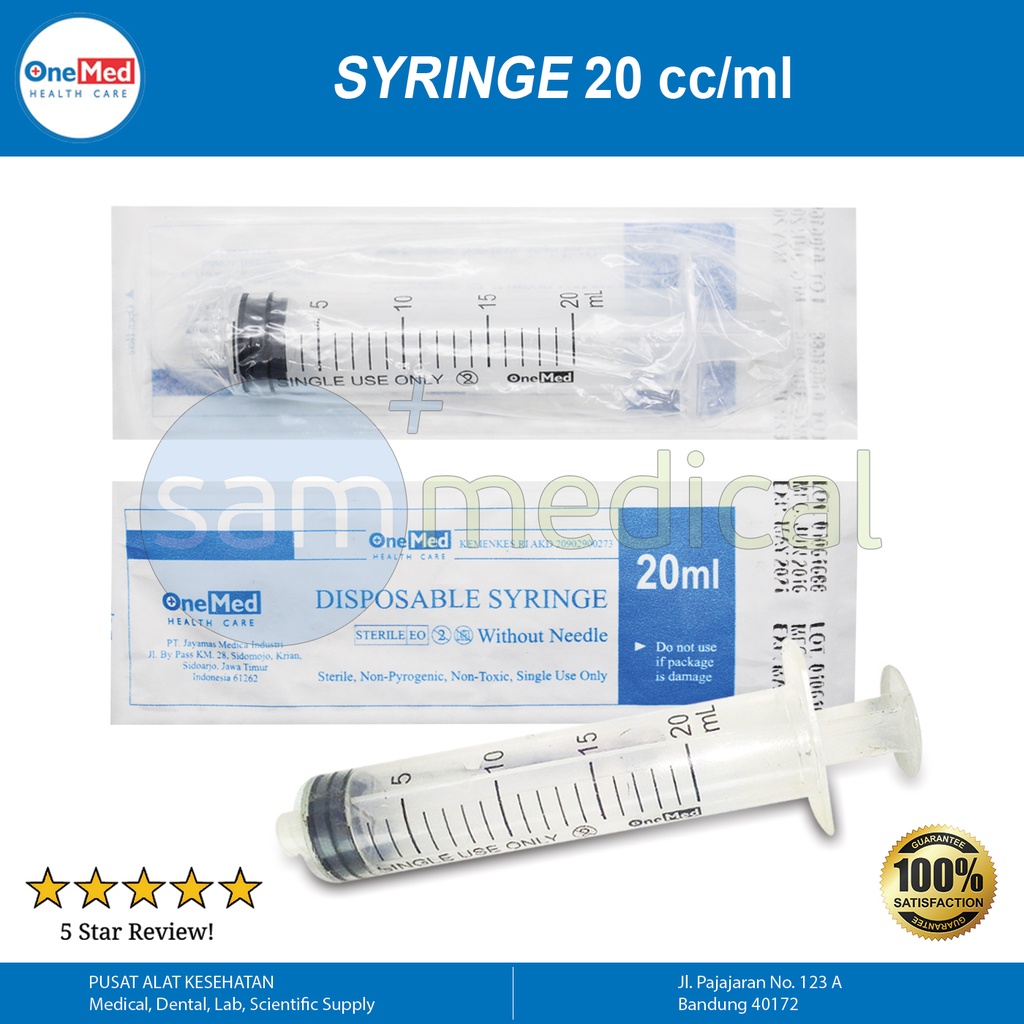 One Med Spuit 20cc Luer Lock / Lubang Tengah