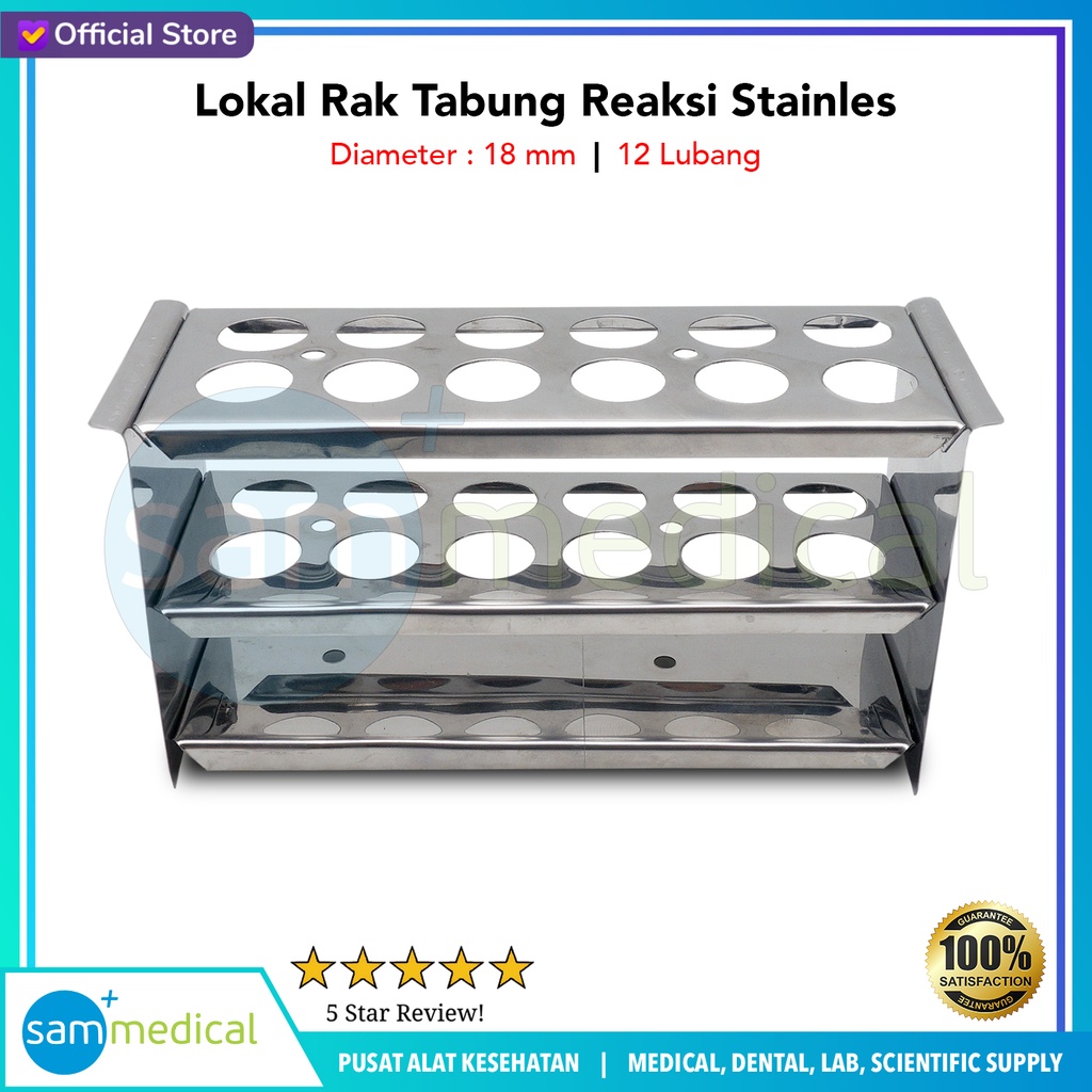 [00320152000] Lokal Rak Tabung Reaksi Stainles d18mmx12lubang
