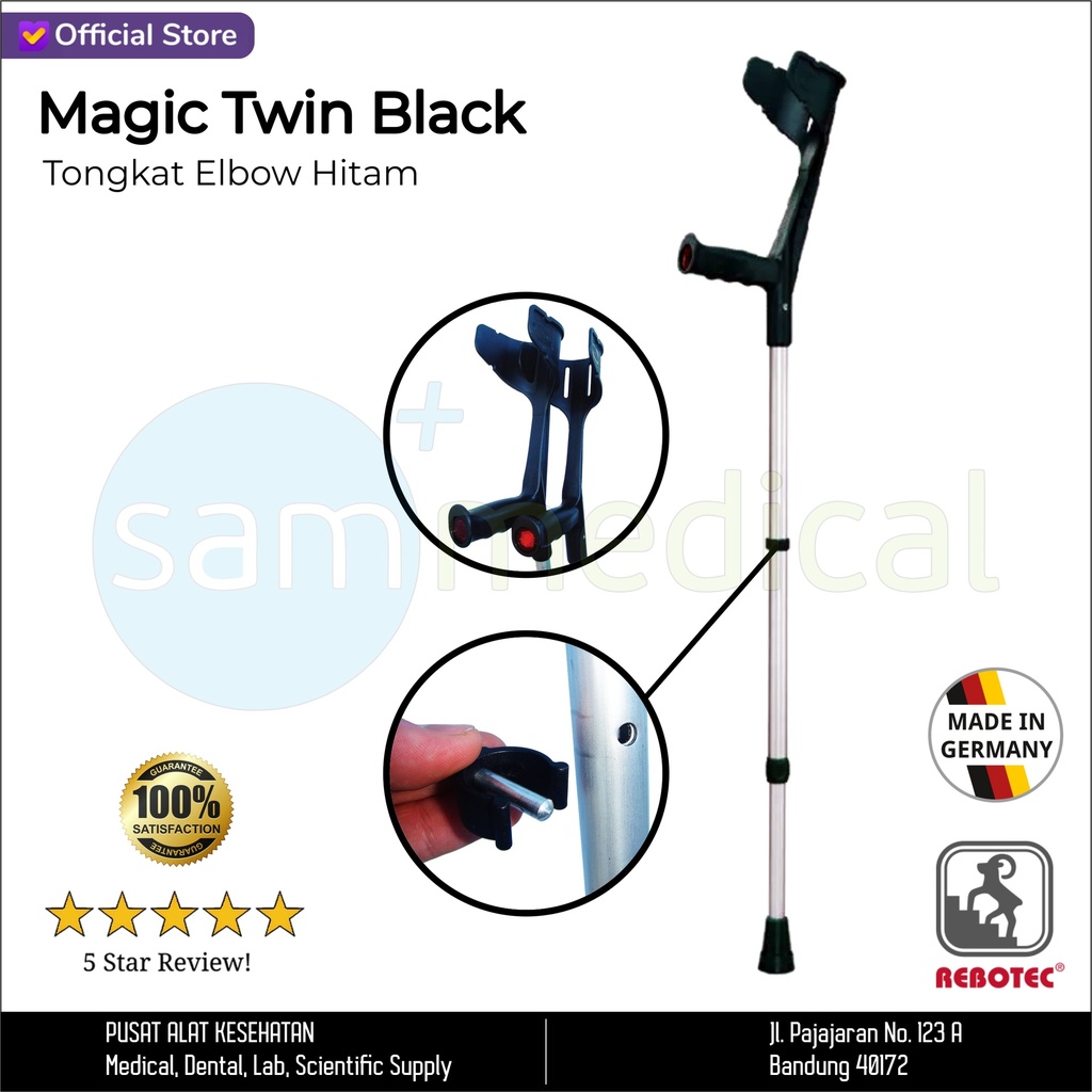 Rebotec Magic Twin Black / Tongkat Elbow Hitam 103.10