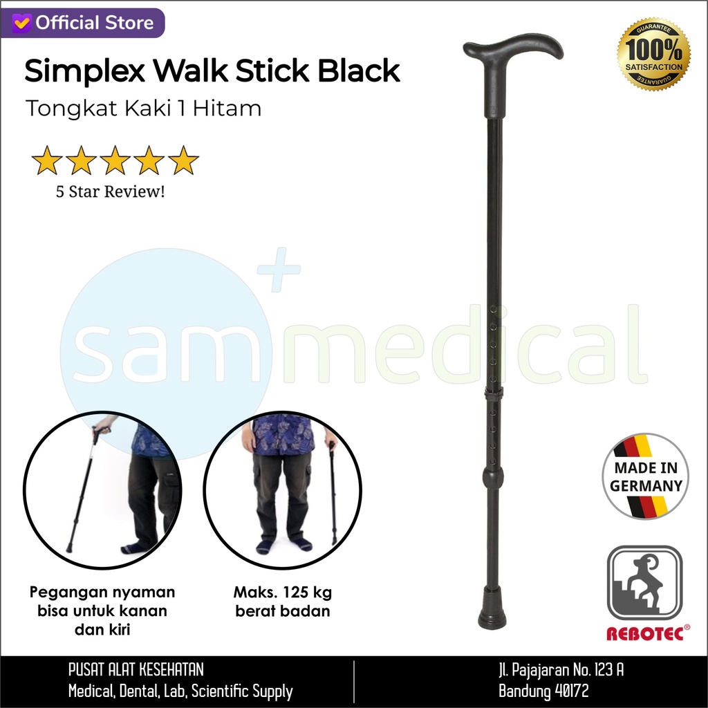 Rebotec Simplex Walk Stick Black / Tongkat Kaki 1 Hitam 133.14