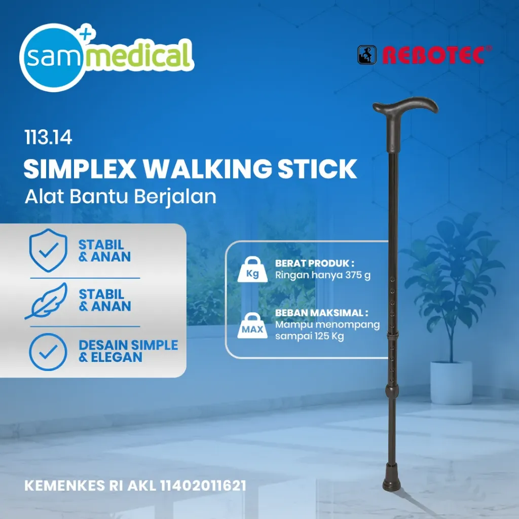 [00120152017] Rebotec Simplex Walk Stick Black / Tongkat Kaki 1 Hitam 133.14
