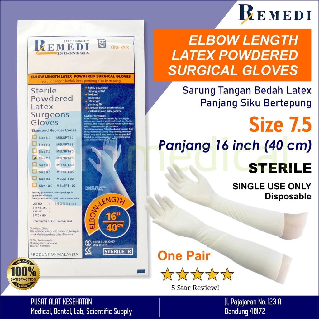 Remedi Surgical Glove Gynecolog 40cm No 7.5