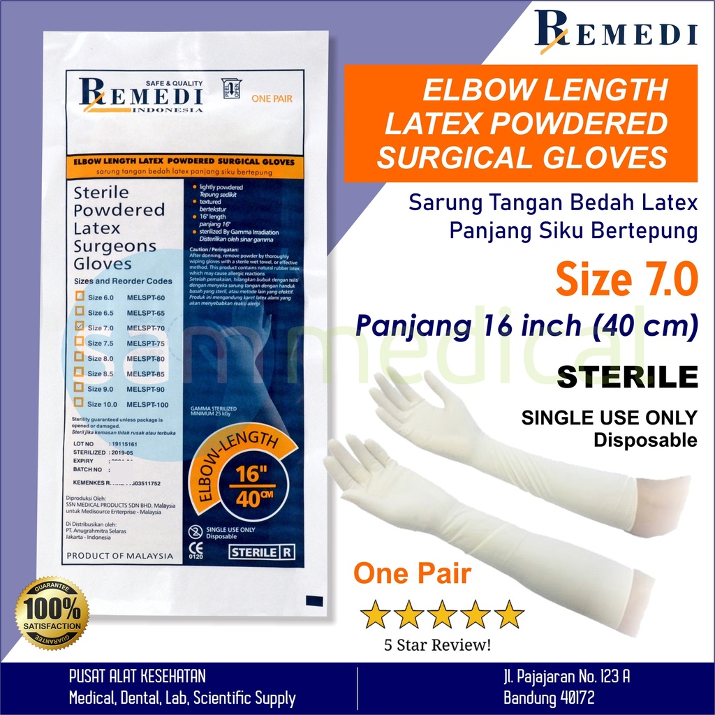 Remedi Surgical Glove Gynecolog 40cm No 7