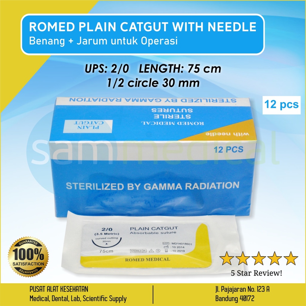 Romed Catgut Plain + Needle 75cm No. 2/0