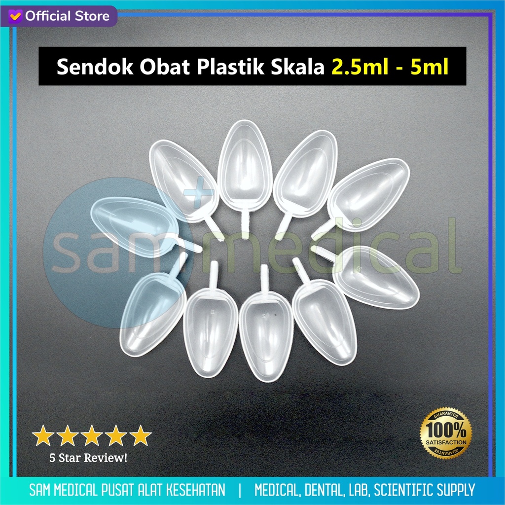 [00320152408] Sendok Obat Plastik Skala 2.5ml-5ml Tangkai Pendek