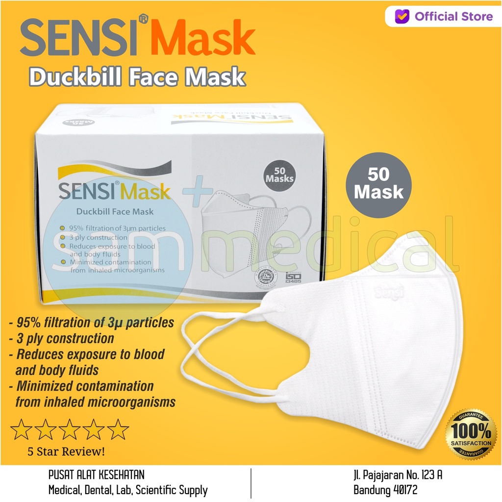 Sensi Masker DuckBill @50 pcs (box putih kuning)