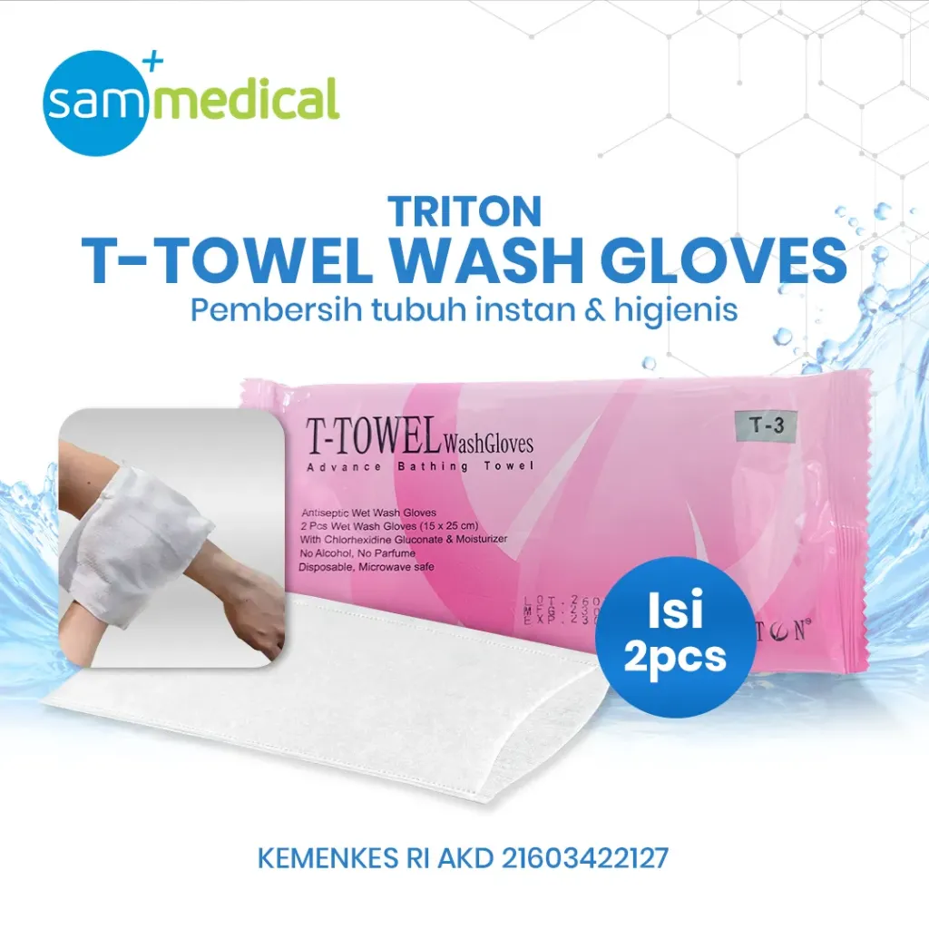 [00120152513] T-Towel Wash Glove with Chlorhexidine 15x25cm