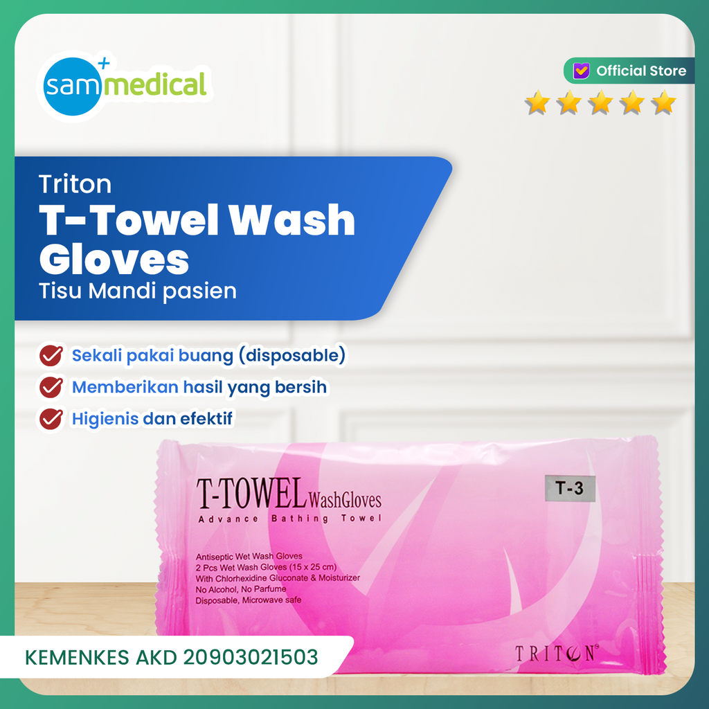 [00120152513] T-Towel Wash Glove with Chlorhexidine 15x25cm