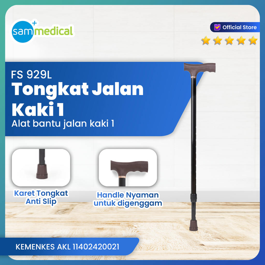 [00120152731] Tongkat Kaki 1 Lurus - Hitam FS 929L