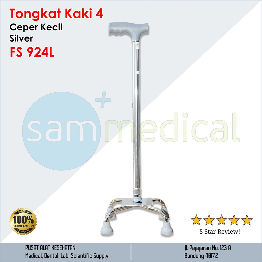 [00120152737] Tongkat Kaki 4 Ceper Kecil Silver FS 924L