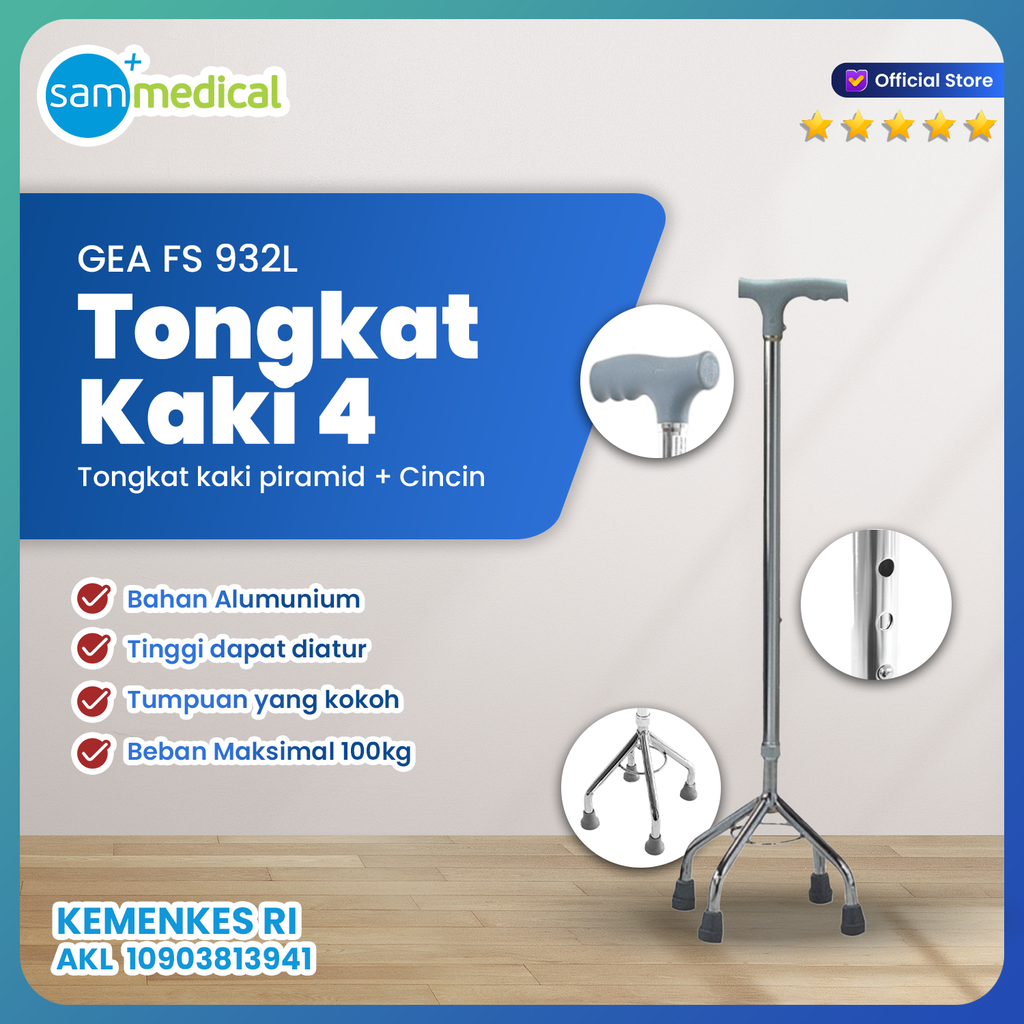[00120152739] Tongkat Kaki 4 Piramid Besar FS 932L