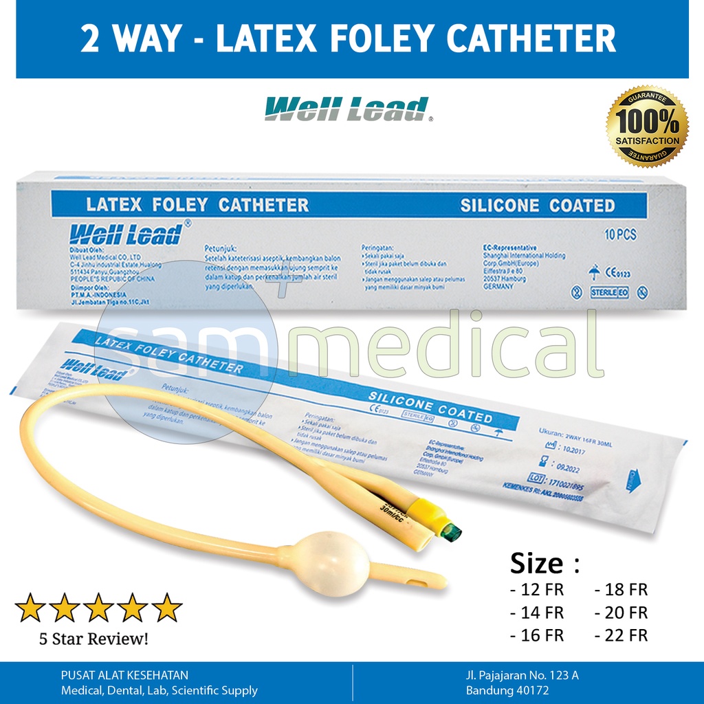 [00120152834] Well Lead Latex Folley Catheter 2 Way No 16