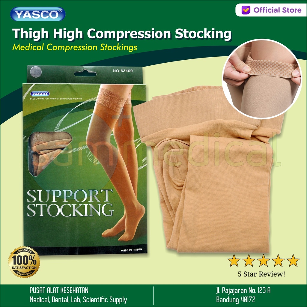 [00120152944] Yasco Thigh High Compression Stocking - M