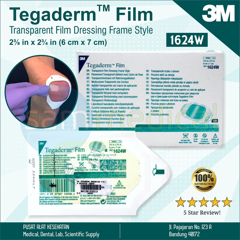 [00120153313] 3M Tegaderm Dressing Film (6cm x 7cm) 1624W