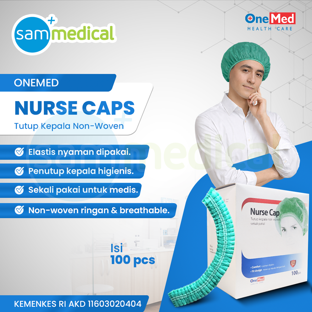 [00120153666] One Med Nurse Cap Green @100pcs