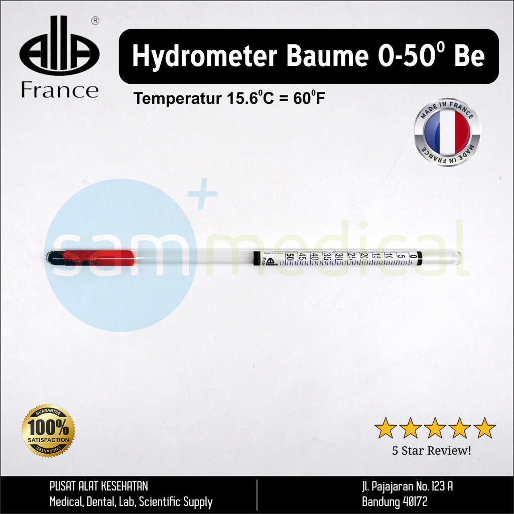[00120153698] Allafrance Hydrometer Baume 0-50 oBe