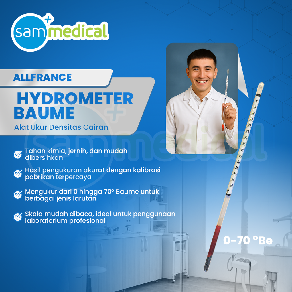 [00120153699] Allafrance Hydrometer Baume 0-70 oBe