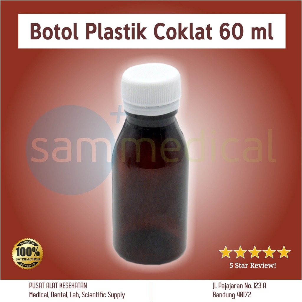 Botol Plastik Bening Coklat 60ml