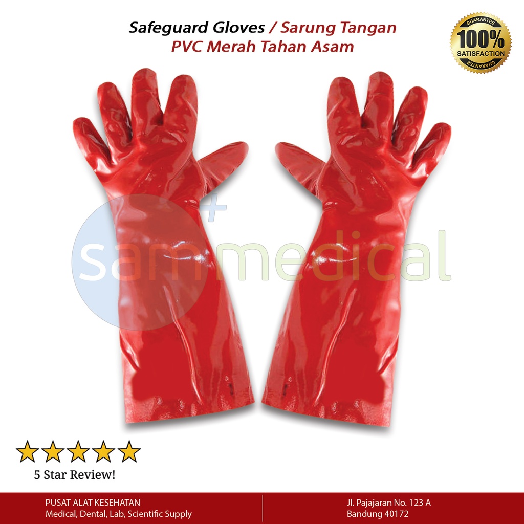 Sarung Tangan PVC Merah Tahan Asam
