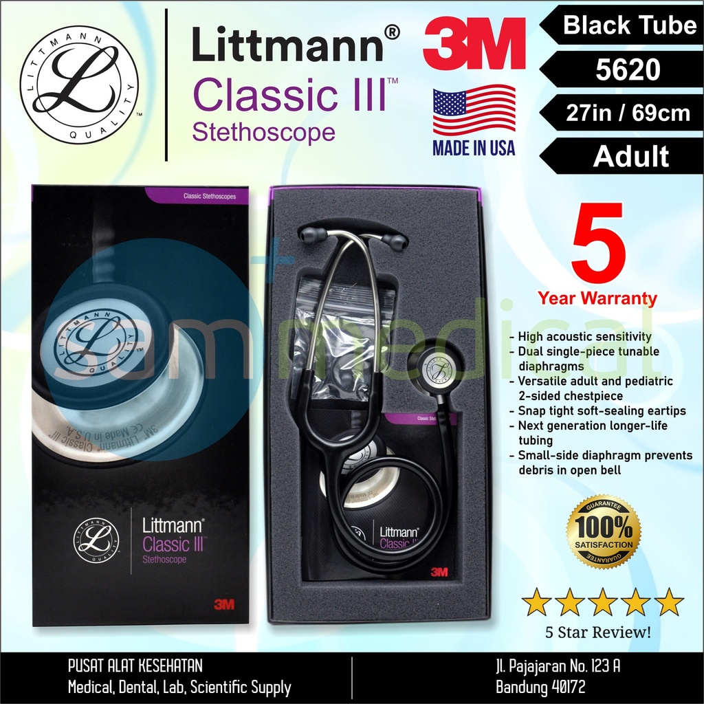 [00120153931] Littmann Classic III Steth Adult Black 