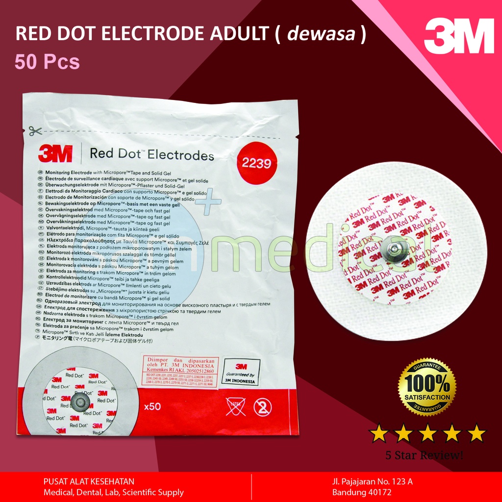 3M Red Dot Electrode Adult @50pcs Cat 2239