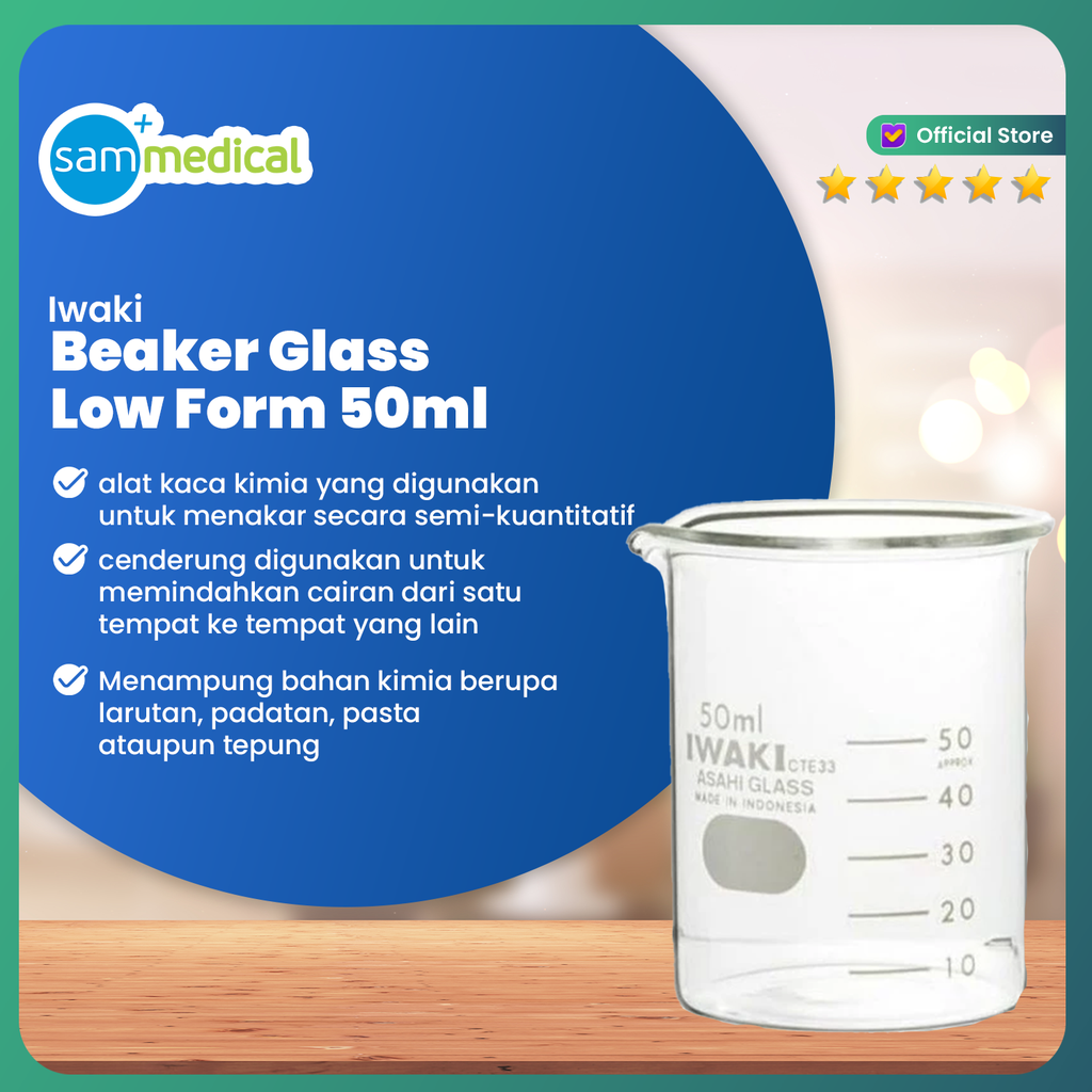 [00320153563] Iwaki Beaker Glass Low Form 50ml(1000BK50)