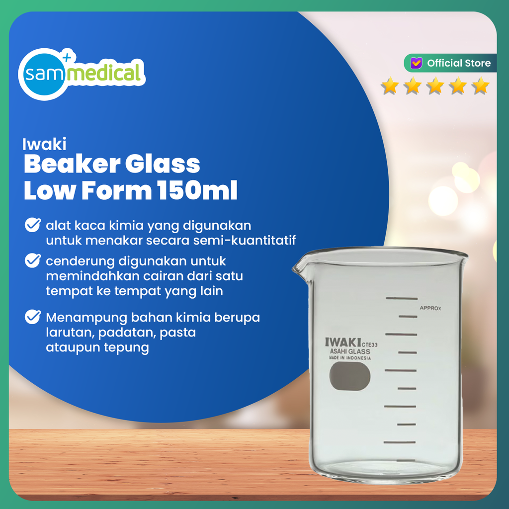 [00320153565] Iwaki Beaker Glass Low Form 150ml (1000-BK150)